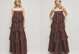 Aje Ophelia Lace Gown in Brown for rent on The Volte - image 4