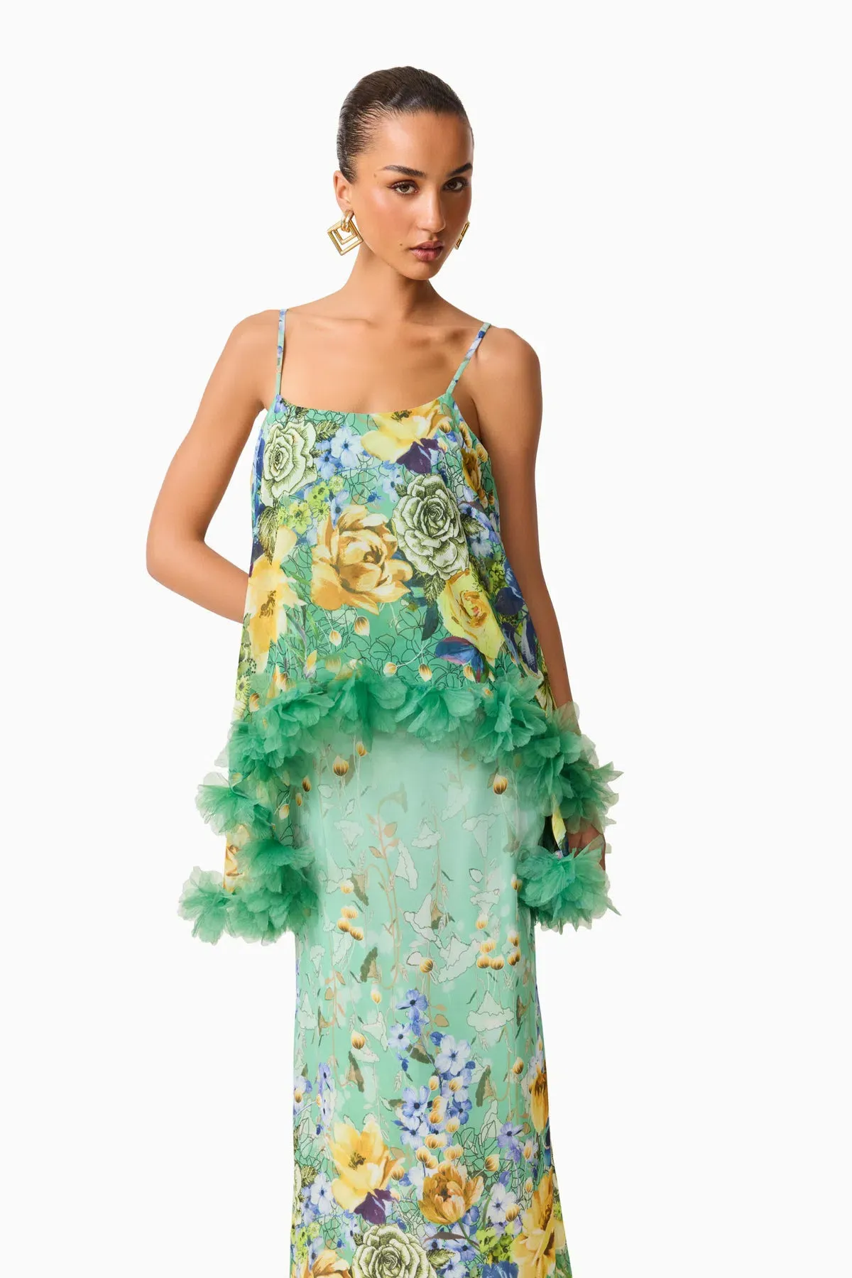 Elliatt Jamie Tiered Maxi Dress in Green Floral Size XL / AU 14 - Image 2