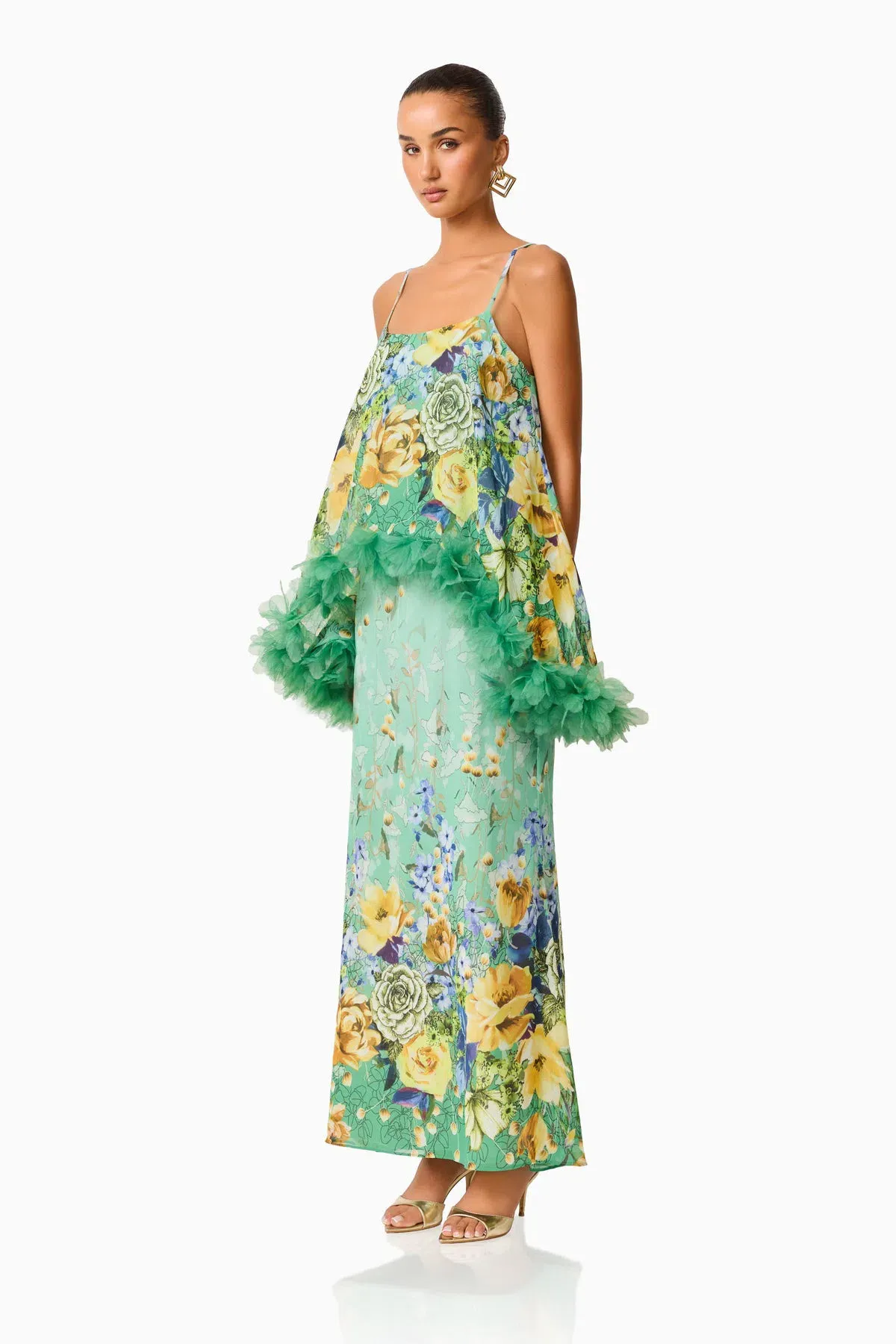 Elliatt Jamie Tiered Maxi Dress in Green Floral Size L / AU 12 - Image 6