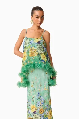 Elliatt Jamie Tiered Maxi Dress in Green Floral Size L / AU 12 for rent on The Volte - image 2