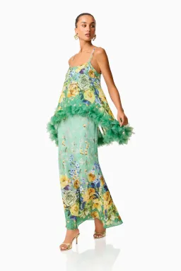 Elliatt Jamie Tiered Maxi Dress in Green Floral Size M / AU 10 for rent on The Volte - image 7