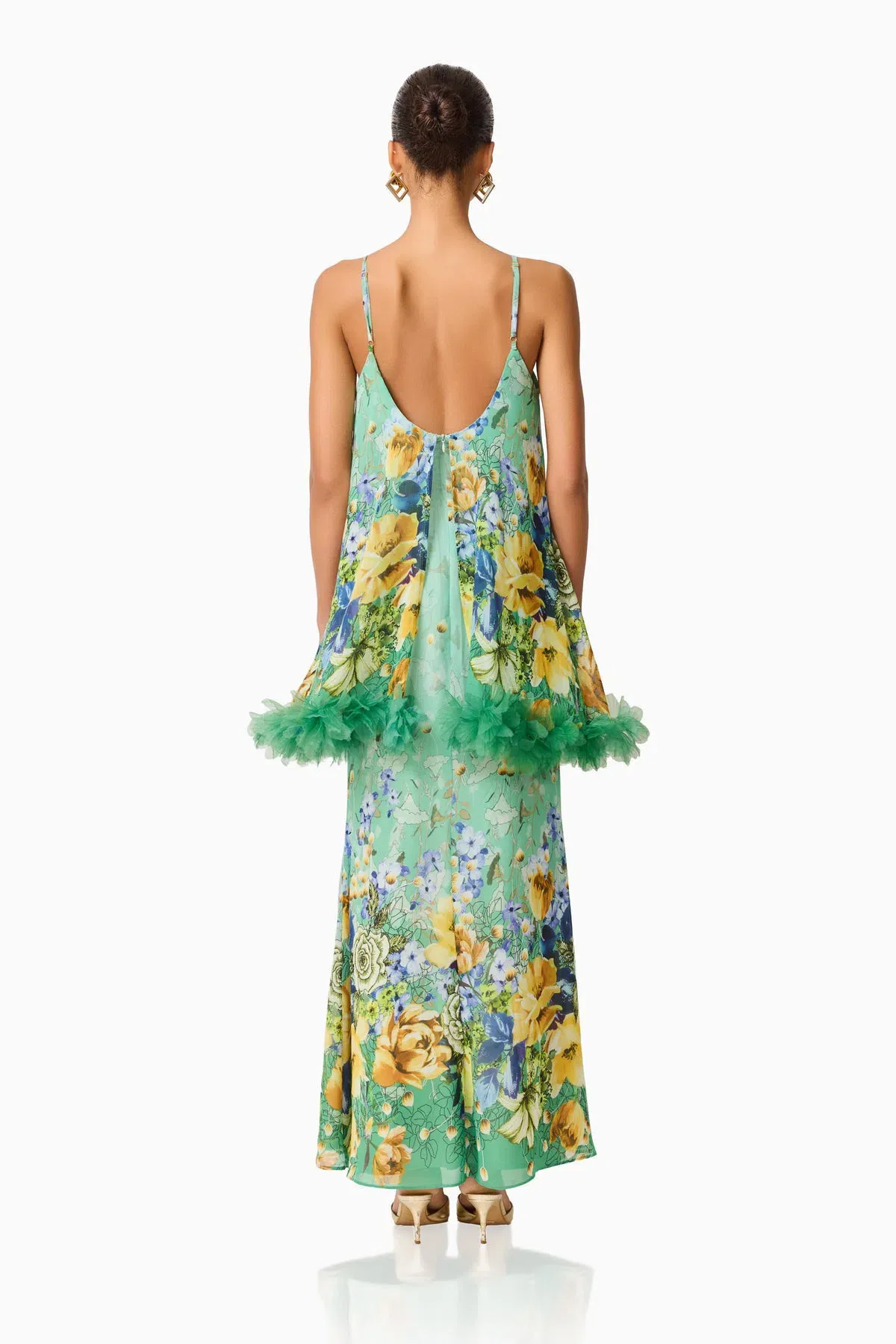 Elliatt Jamie Tiered Maxi Dress in Green Floral Size M / AU 10 - Image 3