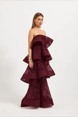 Pasduchas Ophelia Lace Maxi Dress in Cherry Size AU 10 for rent on The Volte - image 7