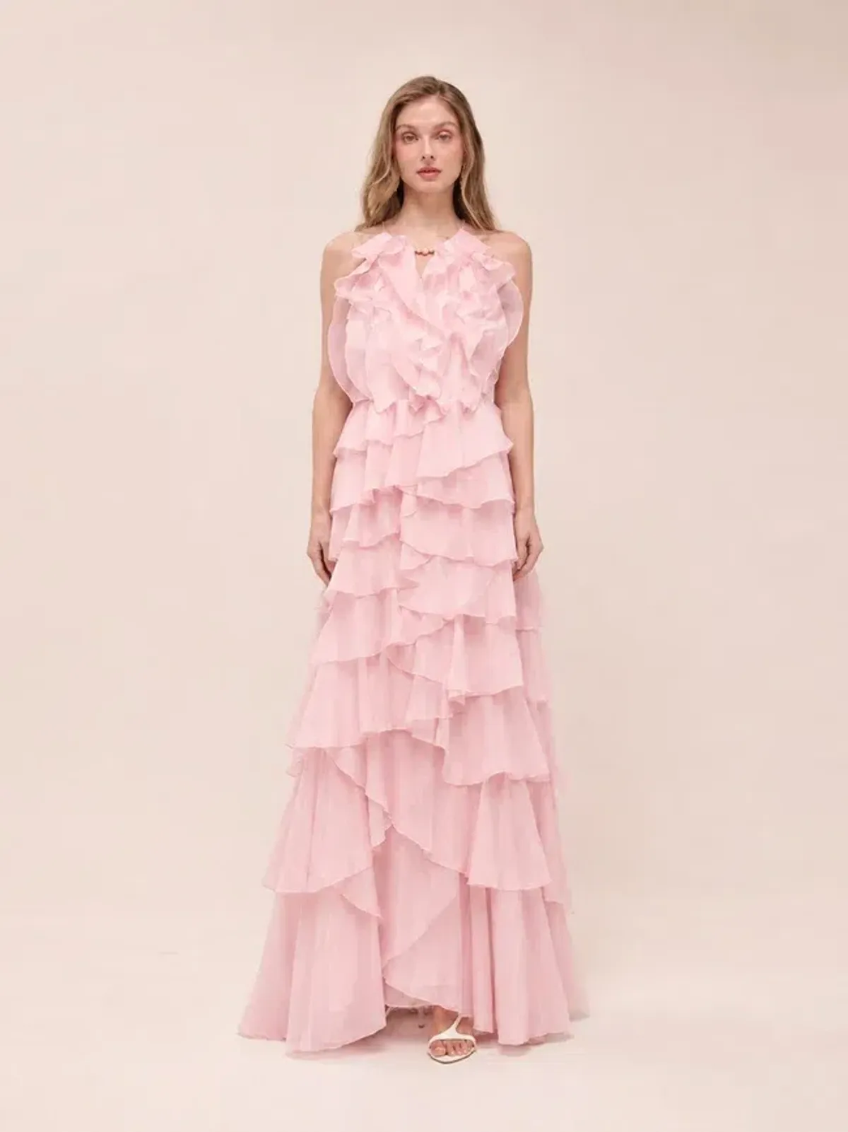 🌸 Aje Cleo Gown in Pastel Pink - Size 12 - Ruffle Tiered Maxi Dress 🌸 - Image 1