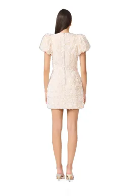 Elliatt Silvana Sequin Puff Sleeve Mini Dress Cream Size L for rent on The Volte - image 2