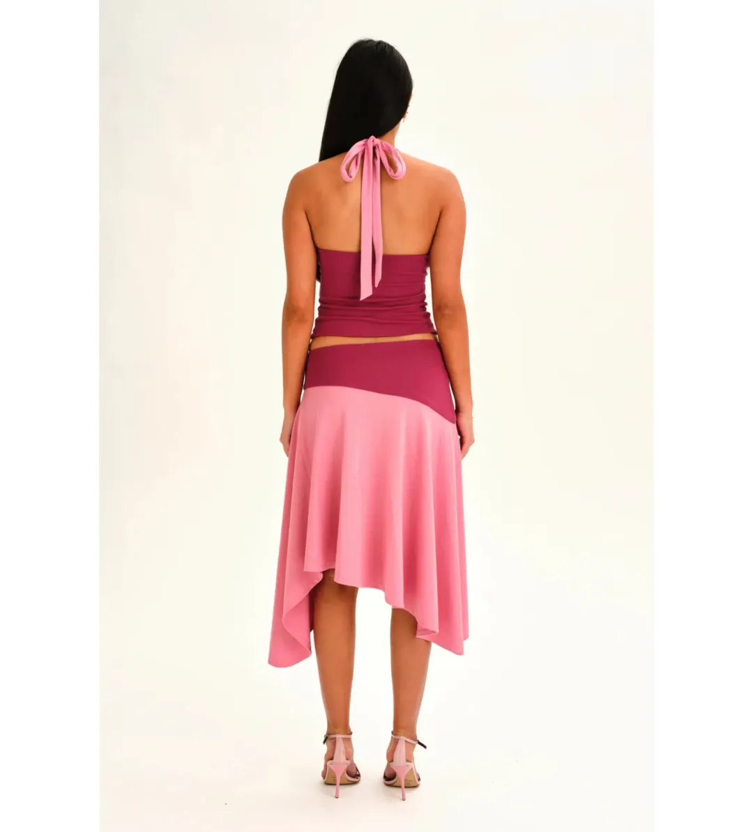 Sabelle Jemima Halter Top and Midi Skirt Set in Berry Size AU10 for rent on The Volte - main image