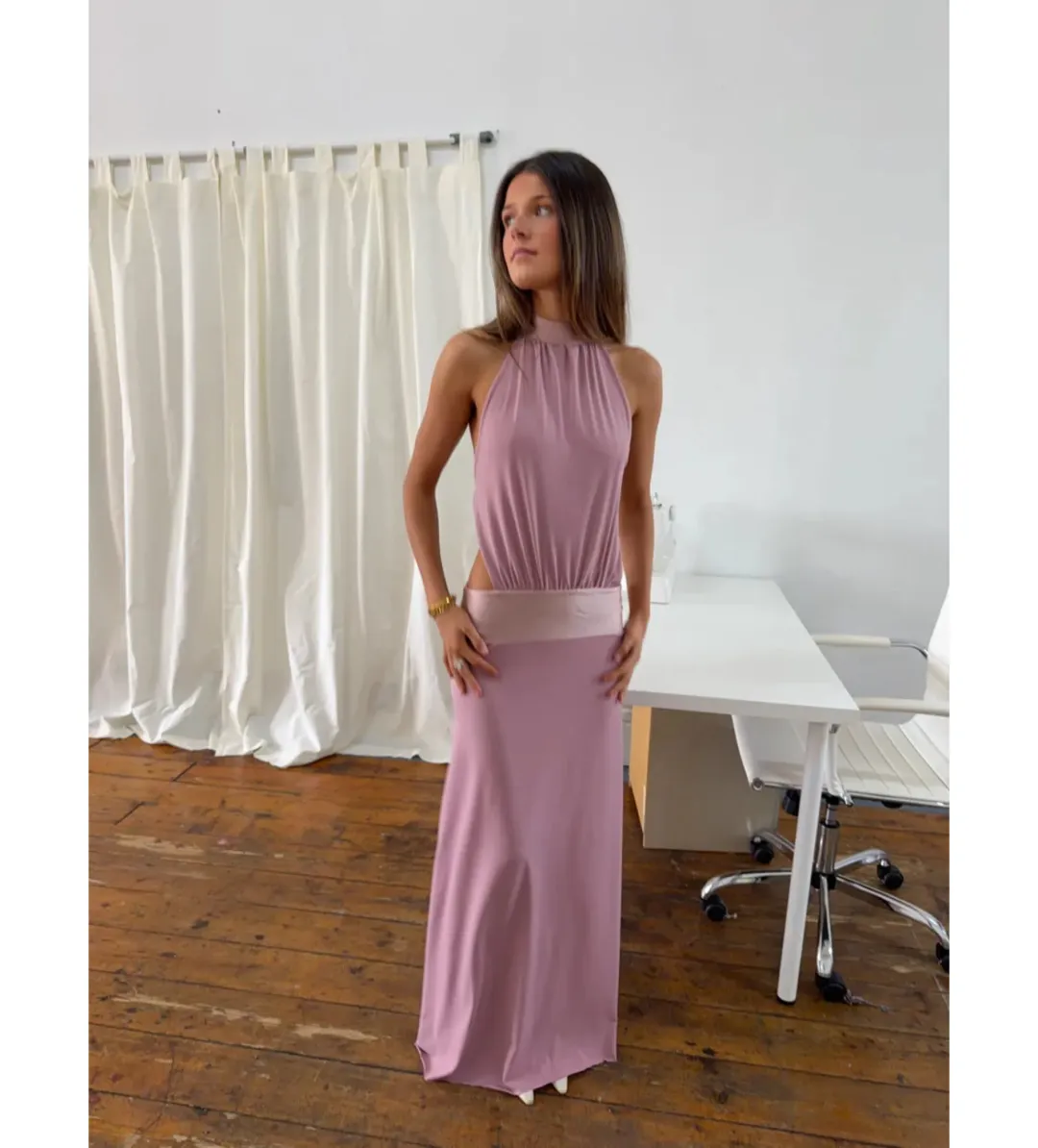 LaMarie Ondre Maxi Dress in Pink Size AU10 for rent on The Volte - main image