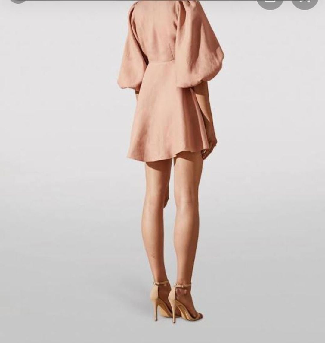 Shona Joy Ace Puff Sleeve Mini Dress Blush Size 6 for rent on The Volte - main image