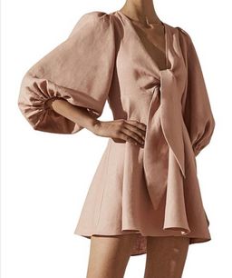 Shona Joy Ace Puff Sleeve Mini Dress Blush Size 6 for rent on The Volte - image 2