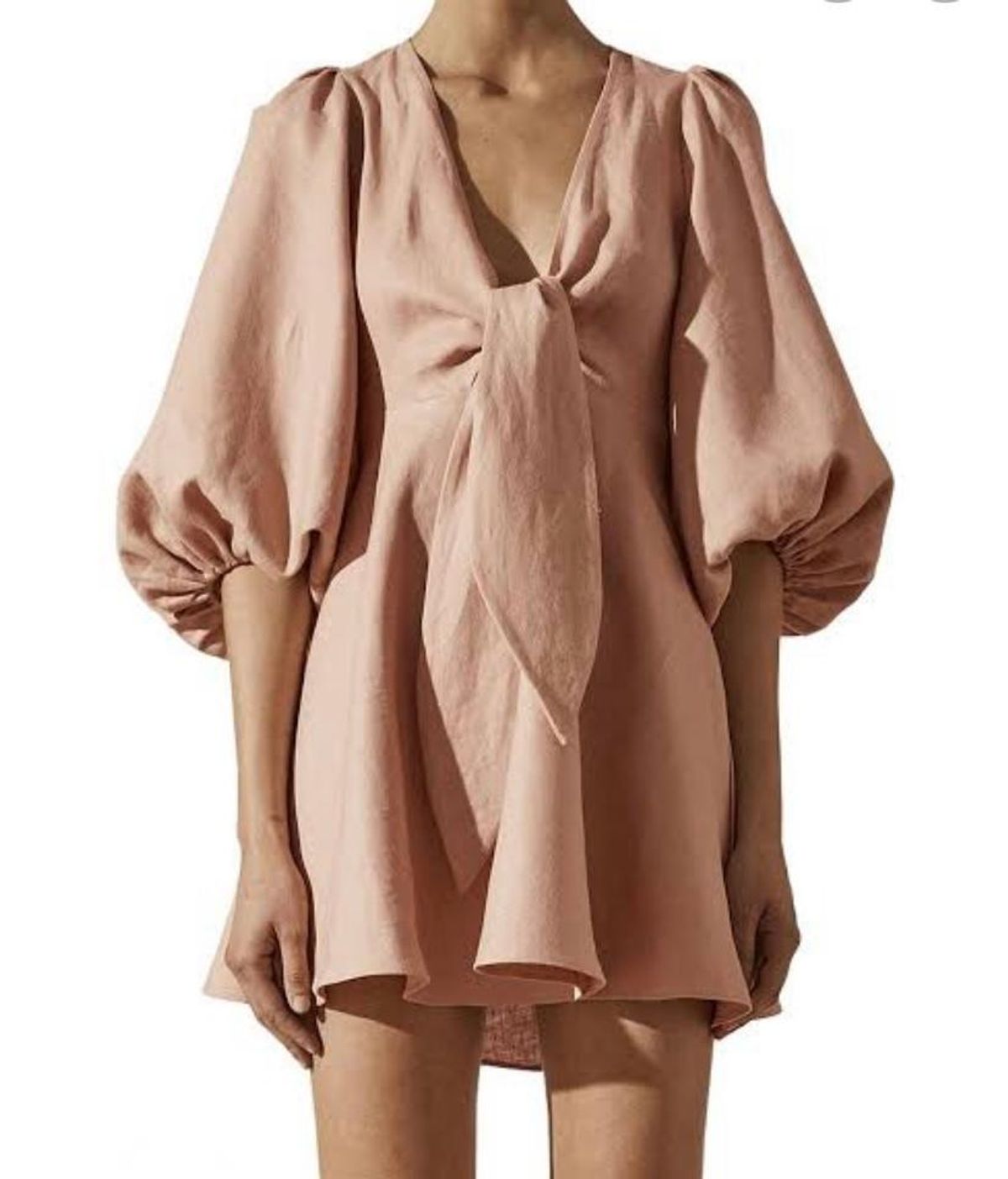 Shona Joy Ace Puff Sleeve Mini Dress Blush Size 6 - Image 1