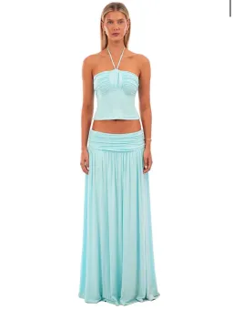 I AM DELILAH Mariella Halter Top and Maxi Skirt in Aqua Size S for rent on The Volte - image 1