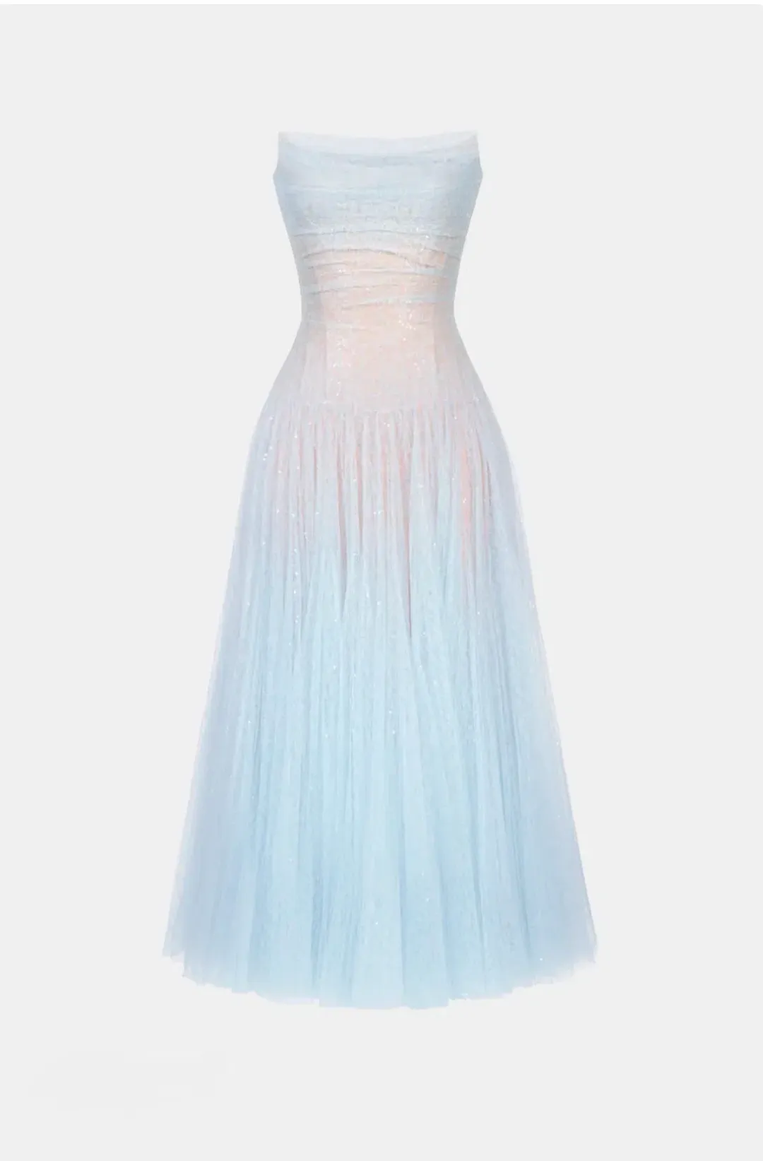 Montsand Blue Draped Lace Midi Dress for rent on The Volte - main image