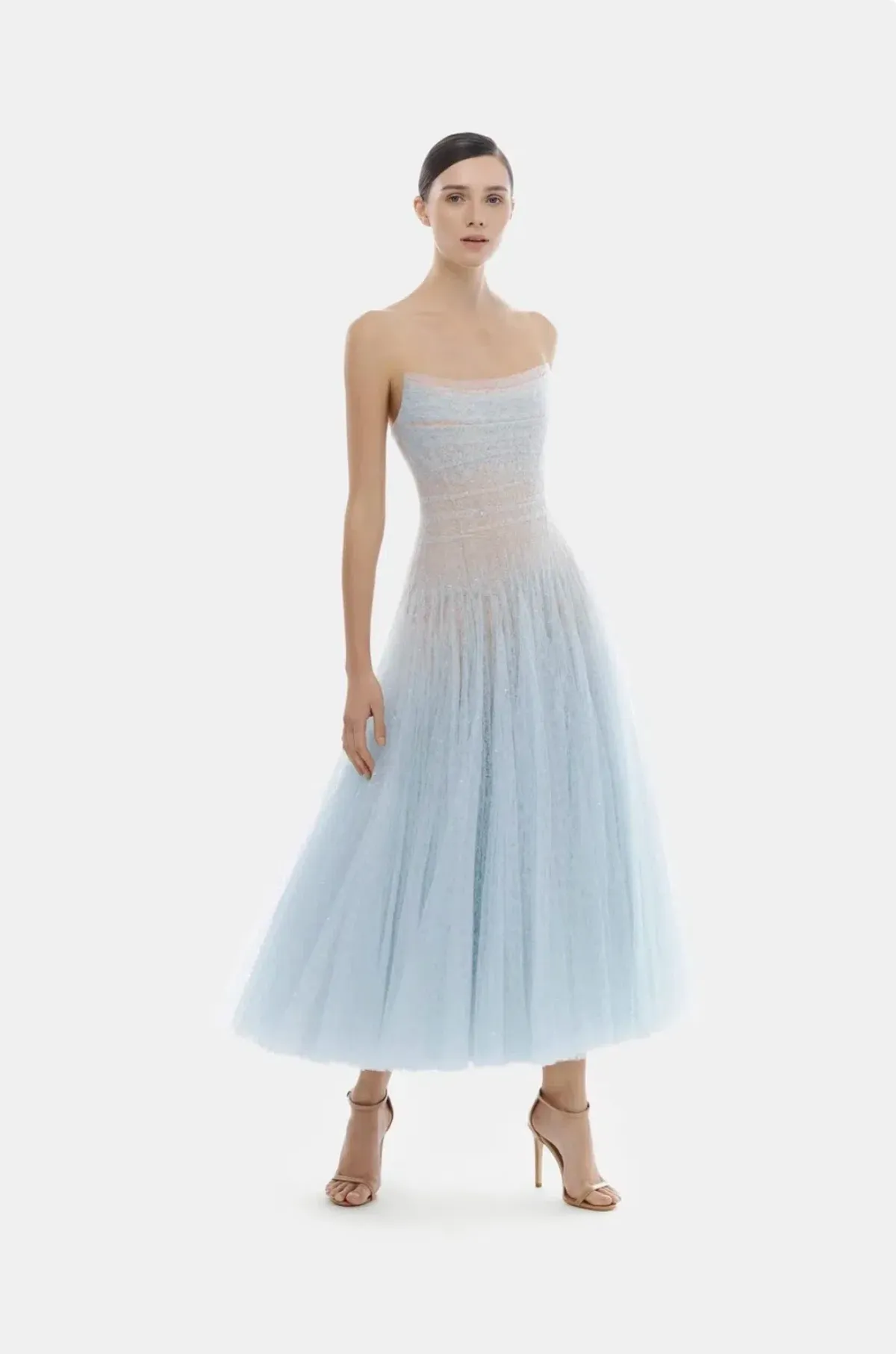 Montsand Blue Draped Lace Midi Dress - Image 3