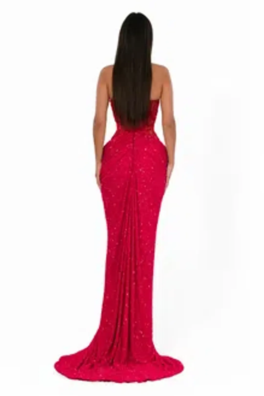Red Albina Dyla Crystal Contour Gown | size 8 for rent on The Volte - main image