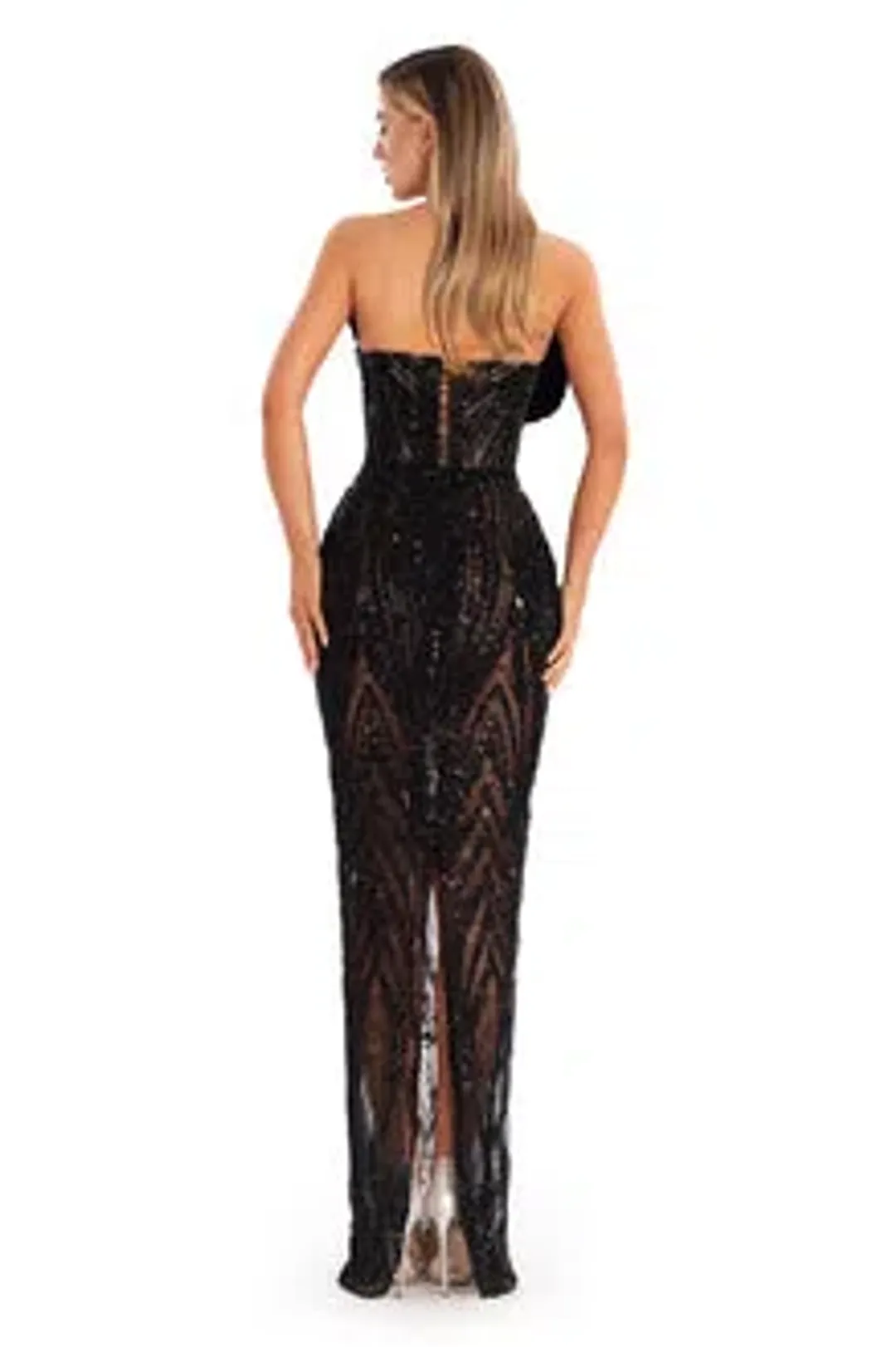 Albina Dyla black Eclipse Siren gown | size 10 for rent on The Volte - main image