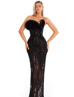 Albina Dyla black Eclipse Siren gown | size 10 for rent on The Volte - image 1