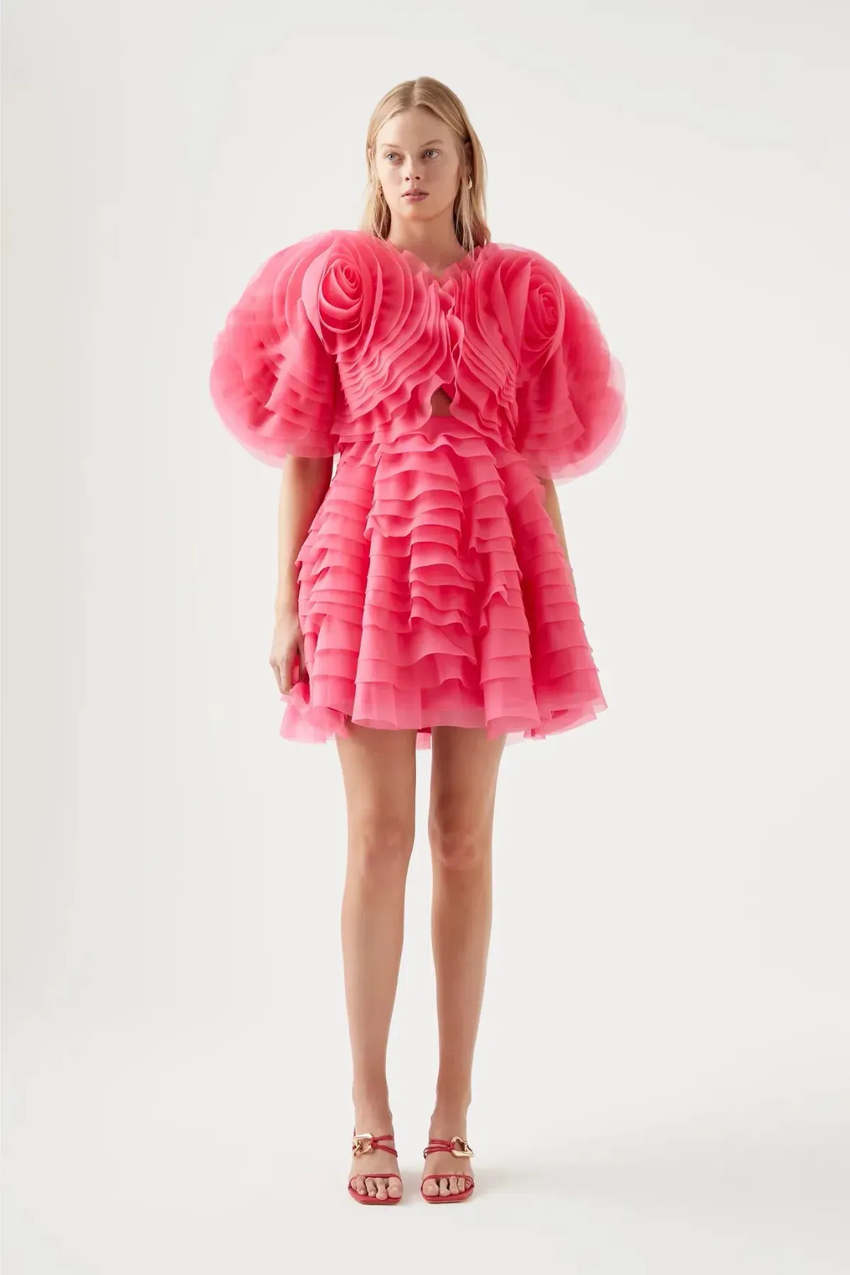 Aje Amour Ruffle Pink Mini Dress Size 14 - Image 1