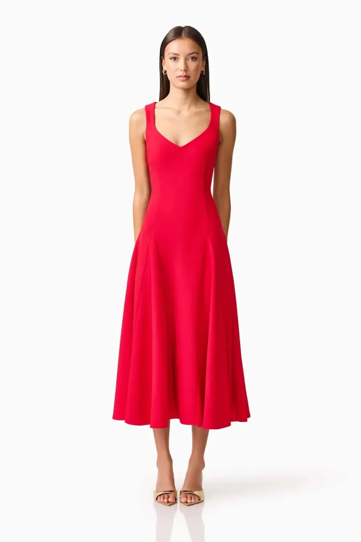 Lila A-Line Midi Dress in Red by Elliatt Size S - Image 1
