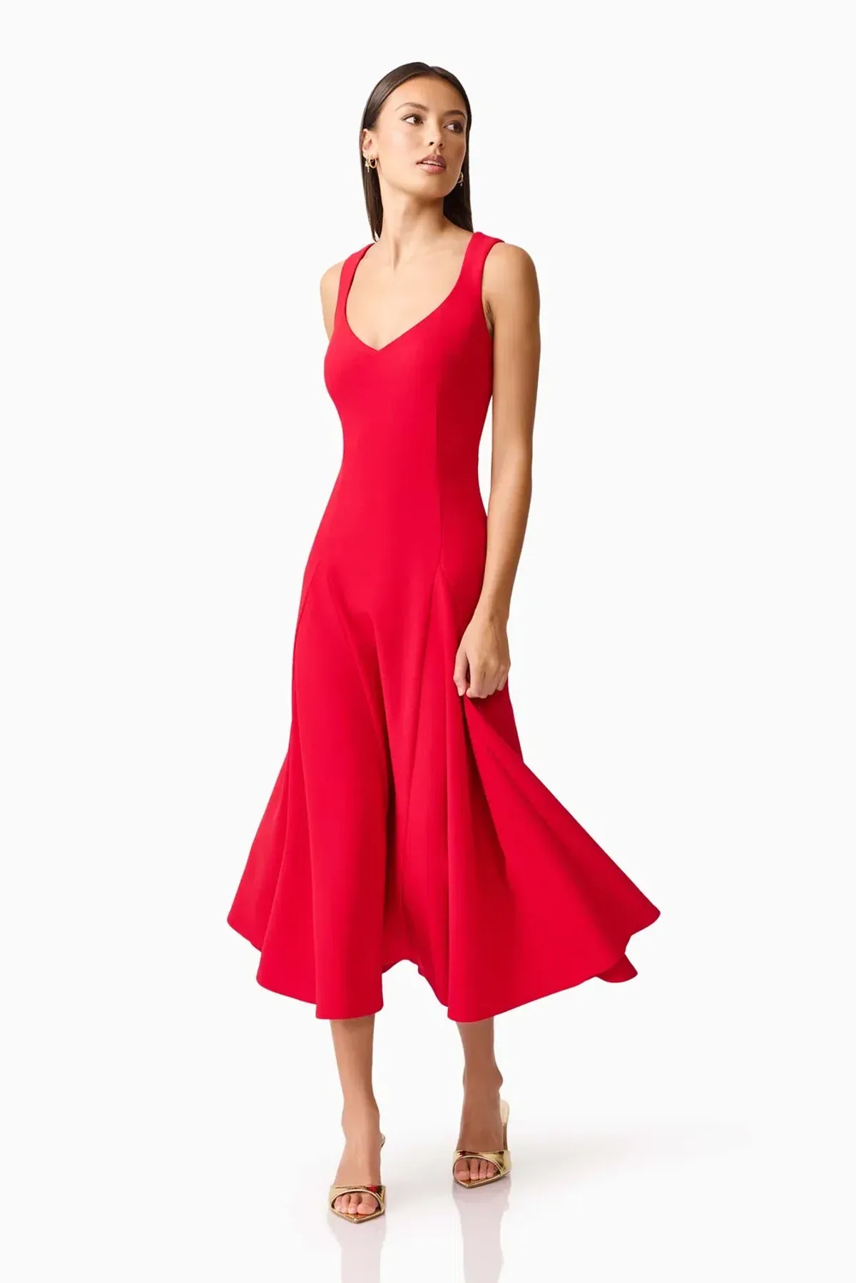 Lila A-Line Midi Dress in Red by Elliatt Size S - Image 3