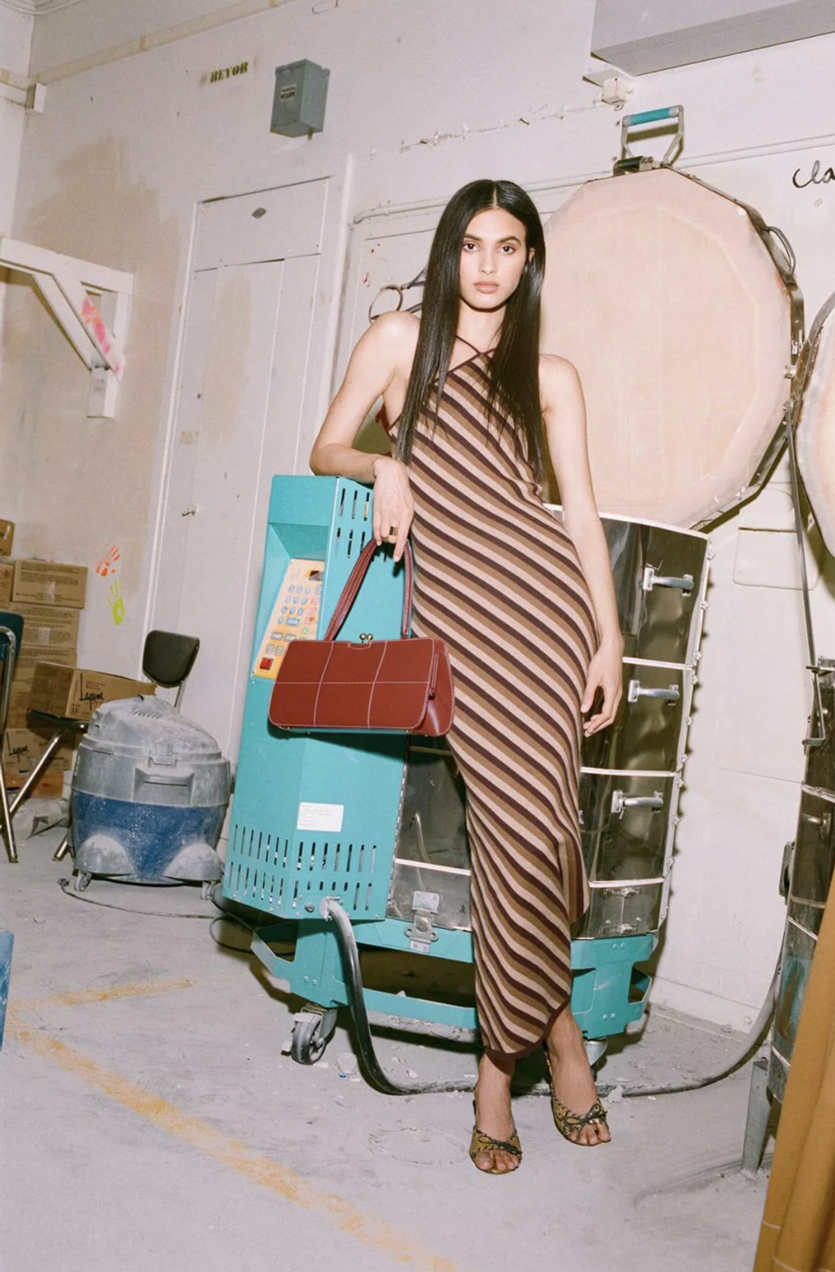 "Staud" Carmel maxi dress, brown diagonal stripe, size small, RRP $320 - Image 3