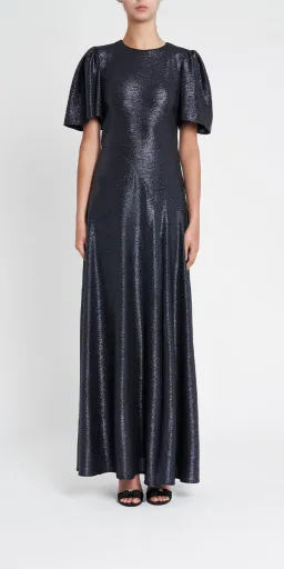 Luxe De Valentina Como Fluted Sleeve Maxi Dress Midnight Navy Size 8 for rent on The Volte - image 3