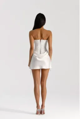 Natalie Rolt Verity Bustier & Evelyn Mini Skirt Set White Embellished Size 1/S (AU 8) for rent on The Volte - image 2