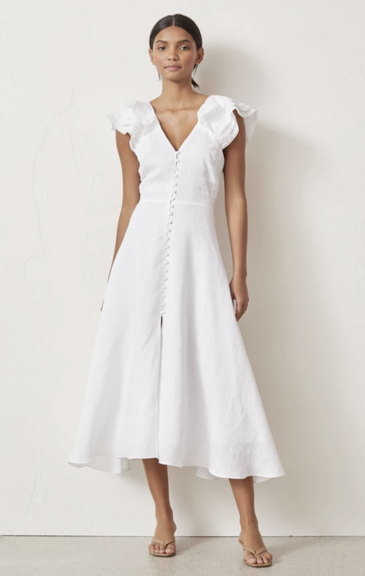 "Bec & Bridge" La Fontelina linen dress, white, size 10, RRP $360 for rent on The Volte - main image