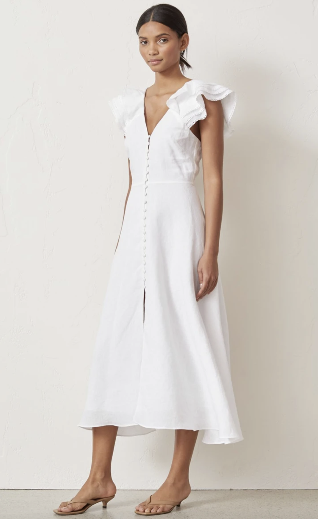 "Bec & Bridge" La Fontelina linen dress, white, size 10, RRP $360 for rent on The Volte - main image