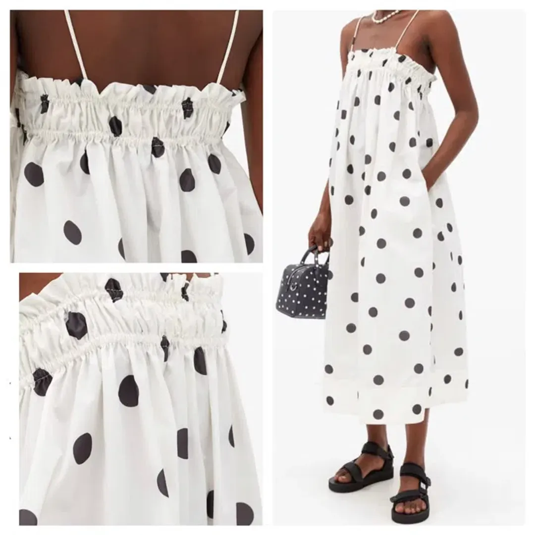 Ganni Shirred Recycled Polyester Dress for rent on The Volte - main image