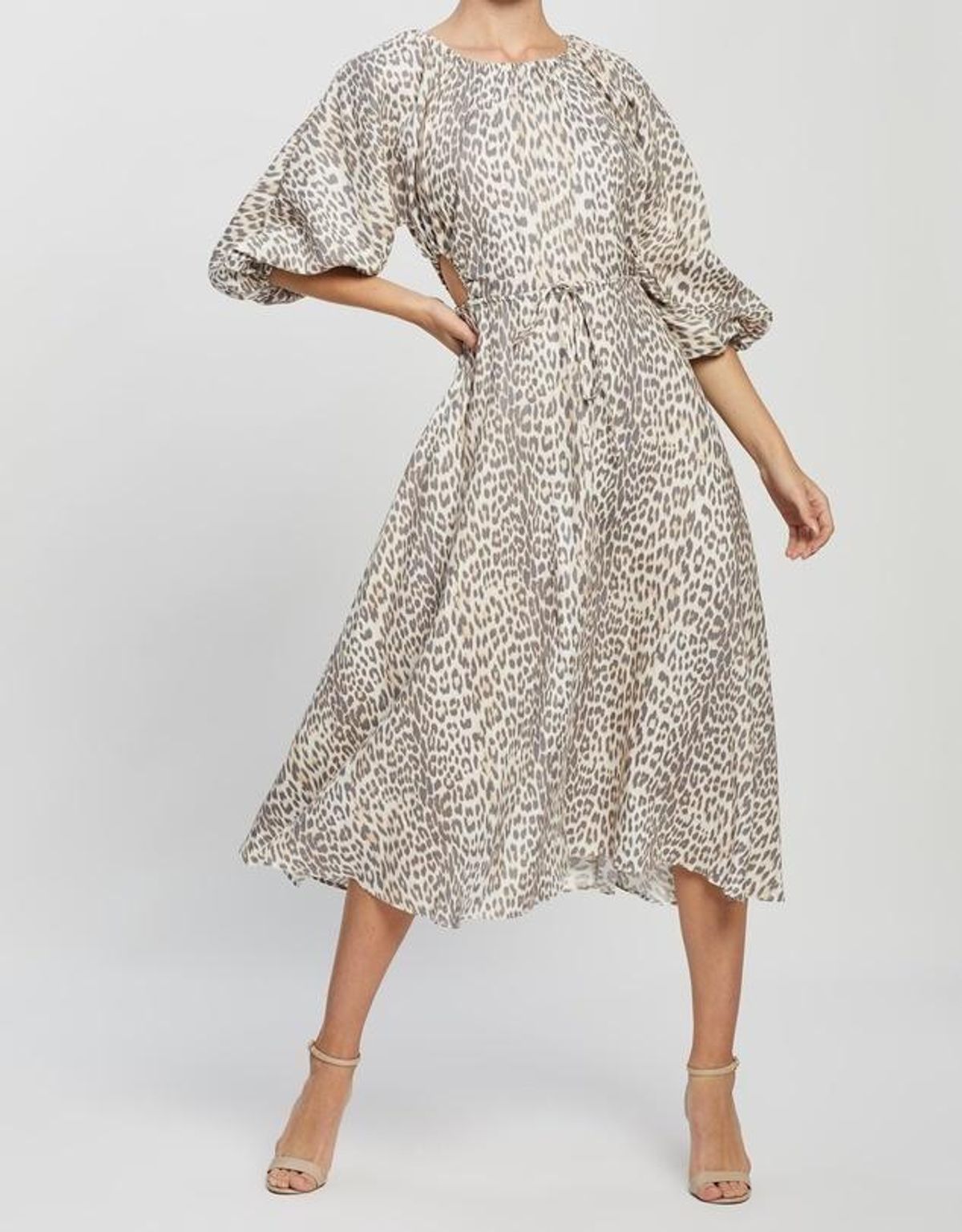 Bec & Bridge Ocelot Linen Midi Dress Print Size 8 - Image 1