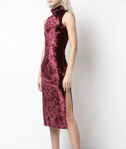 "Caroline Constas" Velvet mock neck dress, burgundy, size 10, RRP $677 for rent on The Volte - image 2