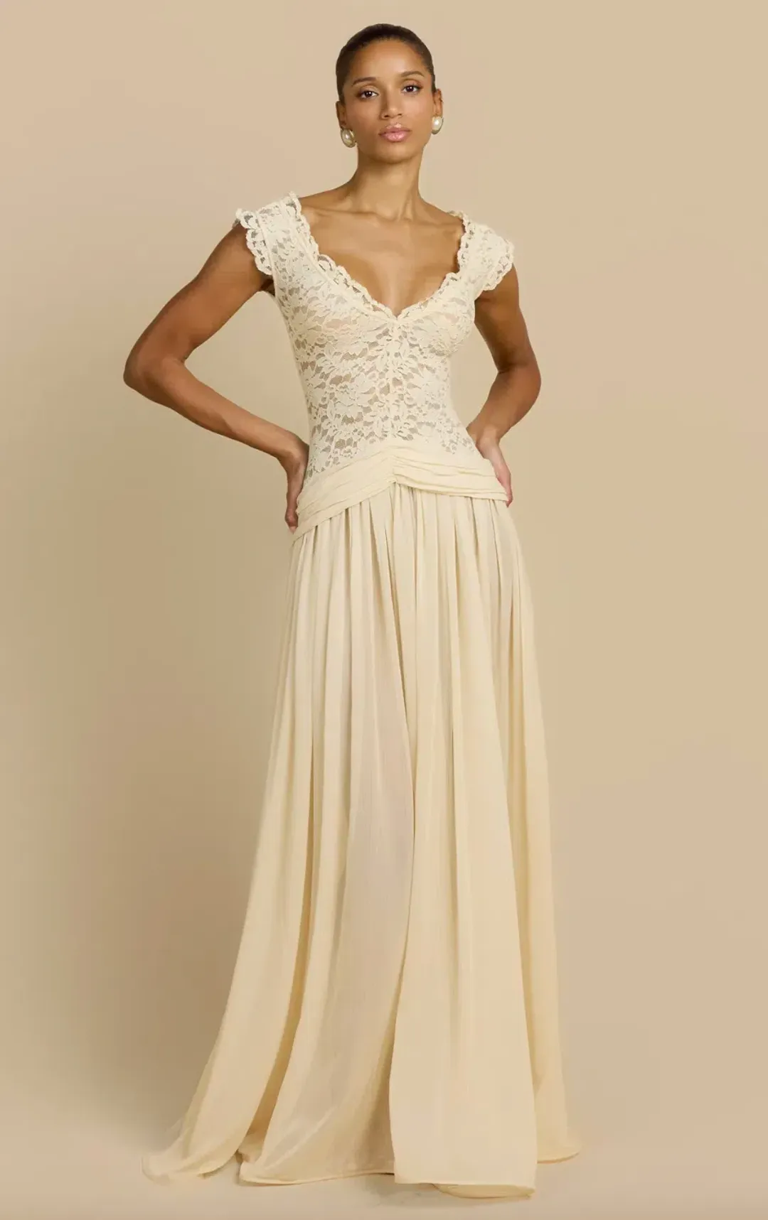 arcina ori, arabella dress, beige, size XS (au6) for rent on The Volte - main image