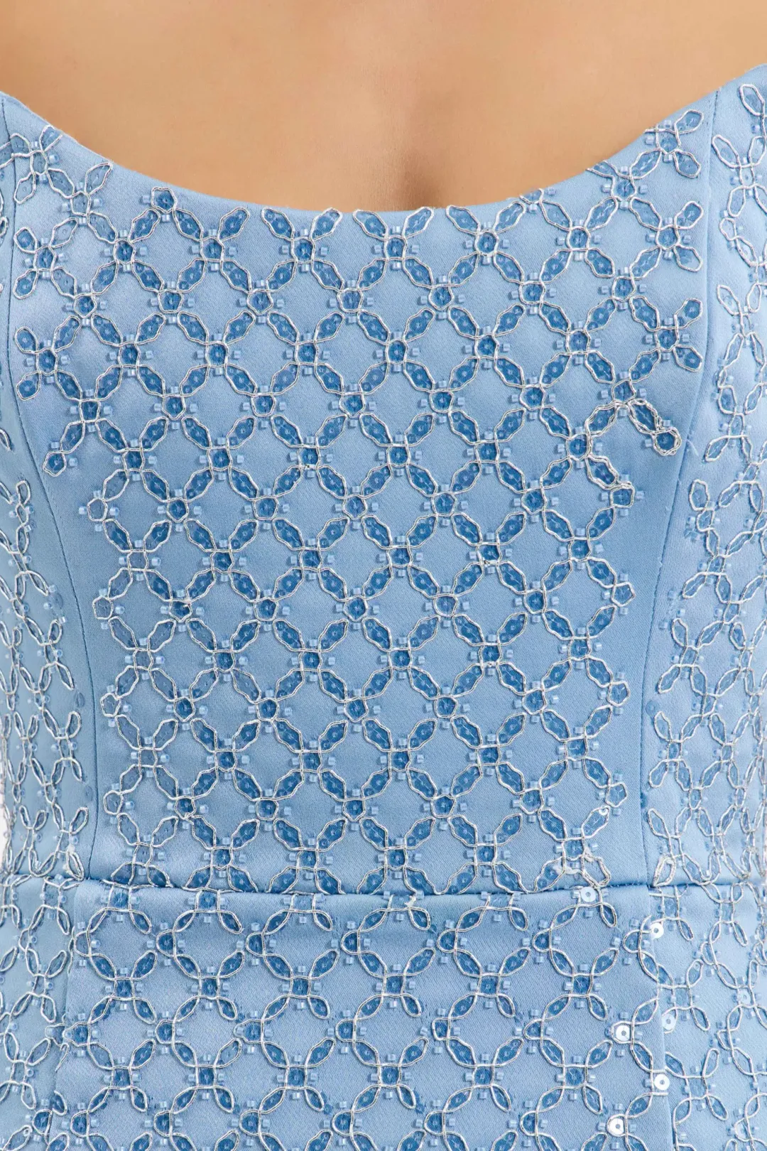 Rebecca Vallance Alix Mini Dress Pale Blue Size 12 for rent on The Volte - main image
