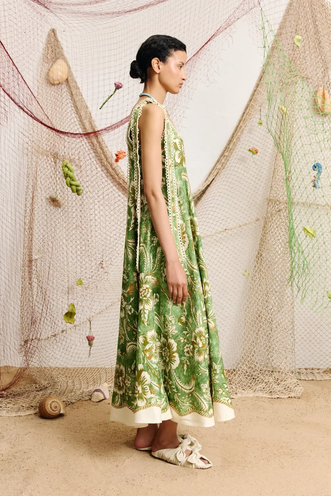 Alemais Alessia Ballet Sundress Green Floral Size 14 for rent on The Volte - main image