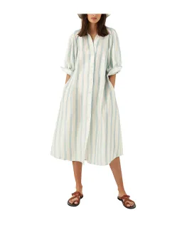 Oroton Silk Stripe Midi Dress with Matching Silk Belt Print Size 8 for rent on The Volte - image 1