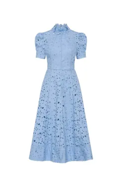 Rebecca Vallance Kitsu Short Sleeve Midi Dress; blue; size 10 for rent on The Volte - image 6