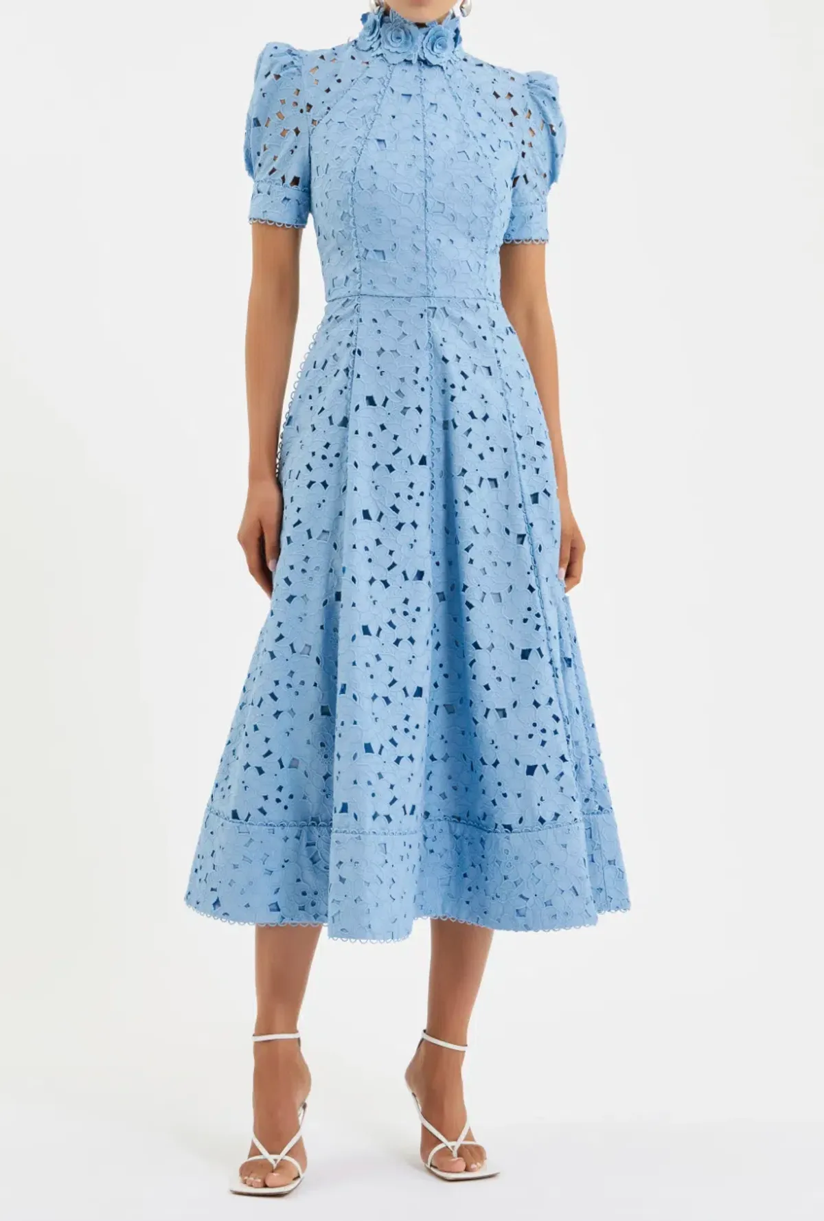 Rebecca Vallance Kitsu Short Sleeve Midi Dress; blue; size 10 - Image 1