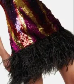 Rebecca Vallence Kaia feather trimmed sequin tulle mini dress size 10 for rent on The Volte - image 3