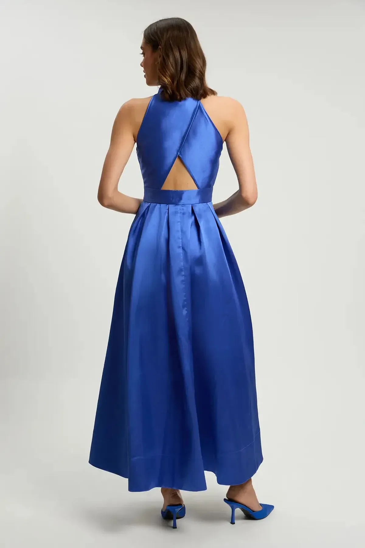 Karen Millen Forever Twill Collared Maxi Dress; cobalt; size 10 - Image 3