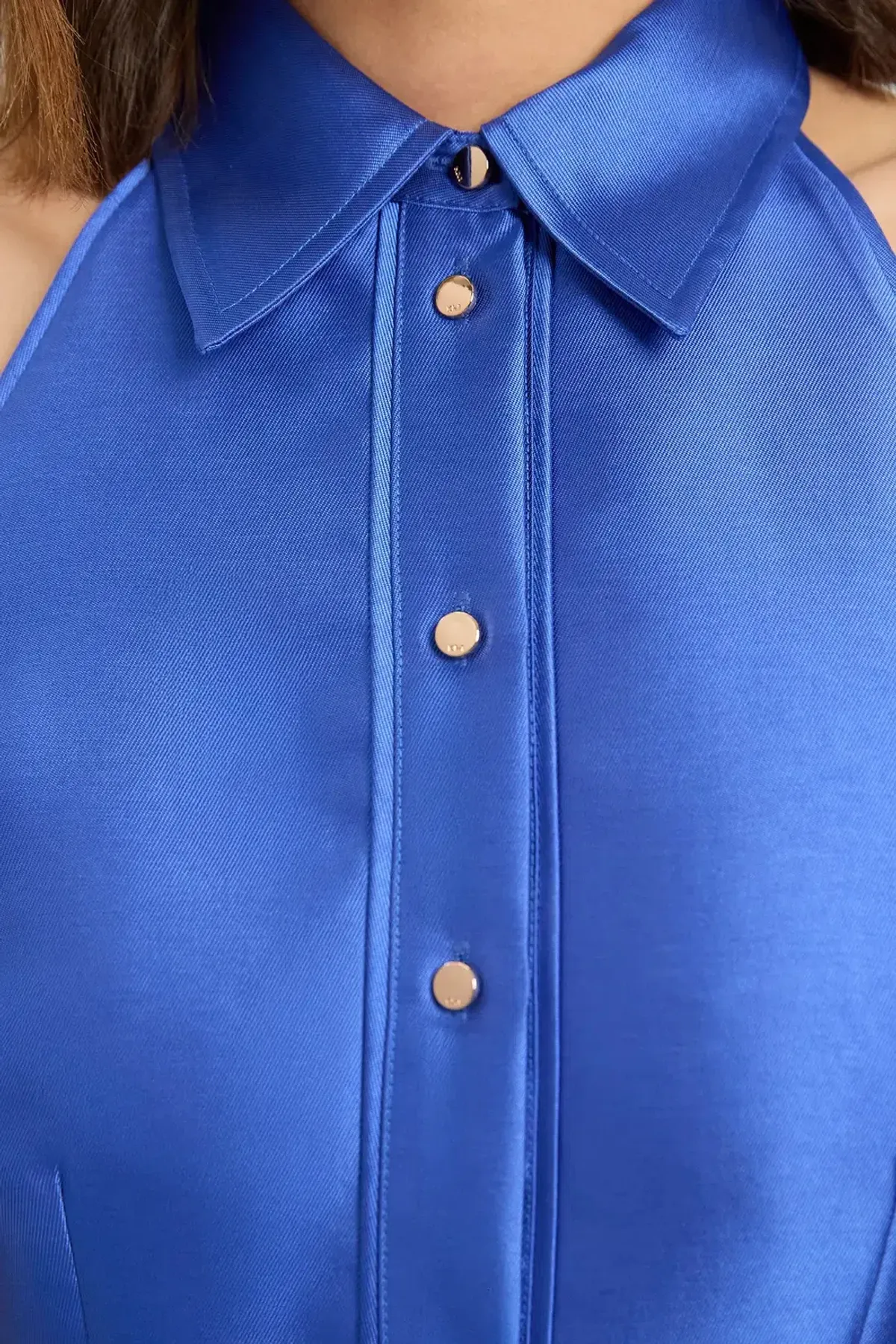 Karen Millen Forever Twill Collared Maxi Dress; cobalt; size 10 - Image 4