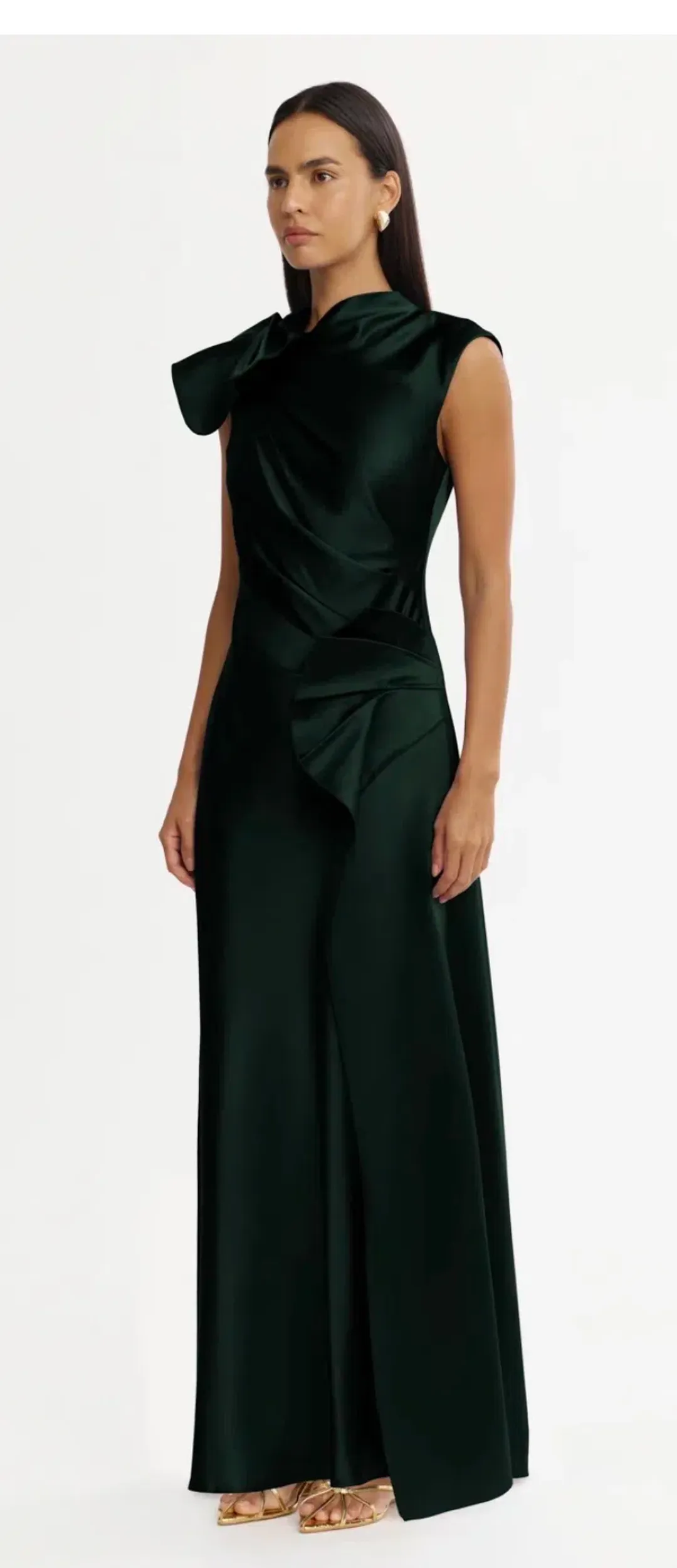 Acler Renshaw Maxi Dress Midnight Green- Size 8 for rent on The Volte - main image