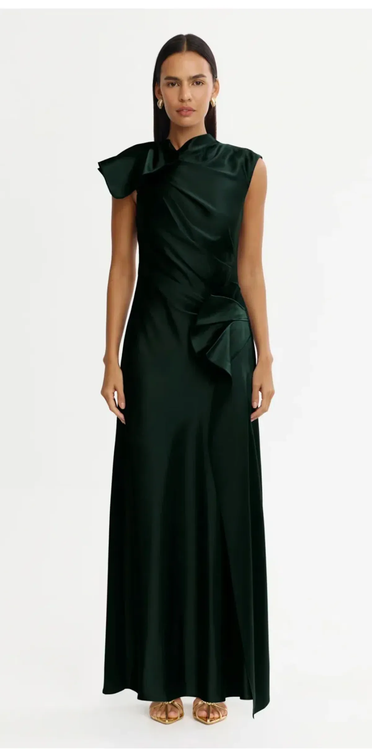 Acler Renshaw Maxi Dress Midnight Green- Size 8 for rent on The Volte - main image