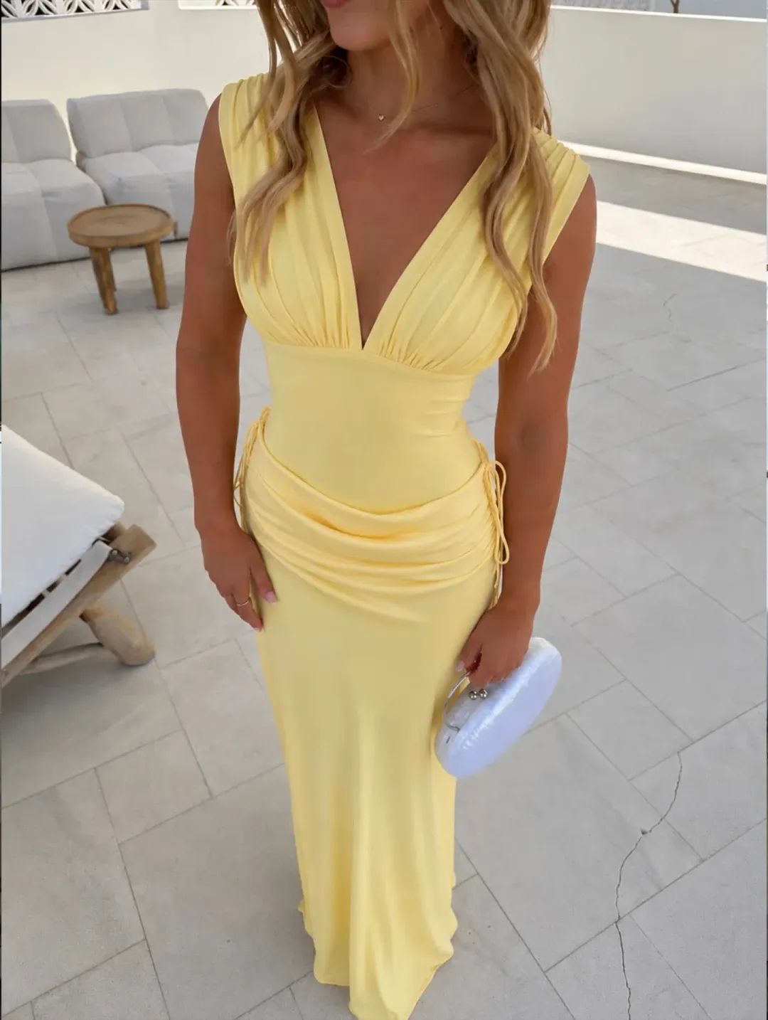 Benni Monroe Maxi Dress Butter Yellow Size 12 for rent on The Volte - main image