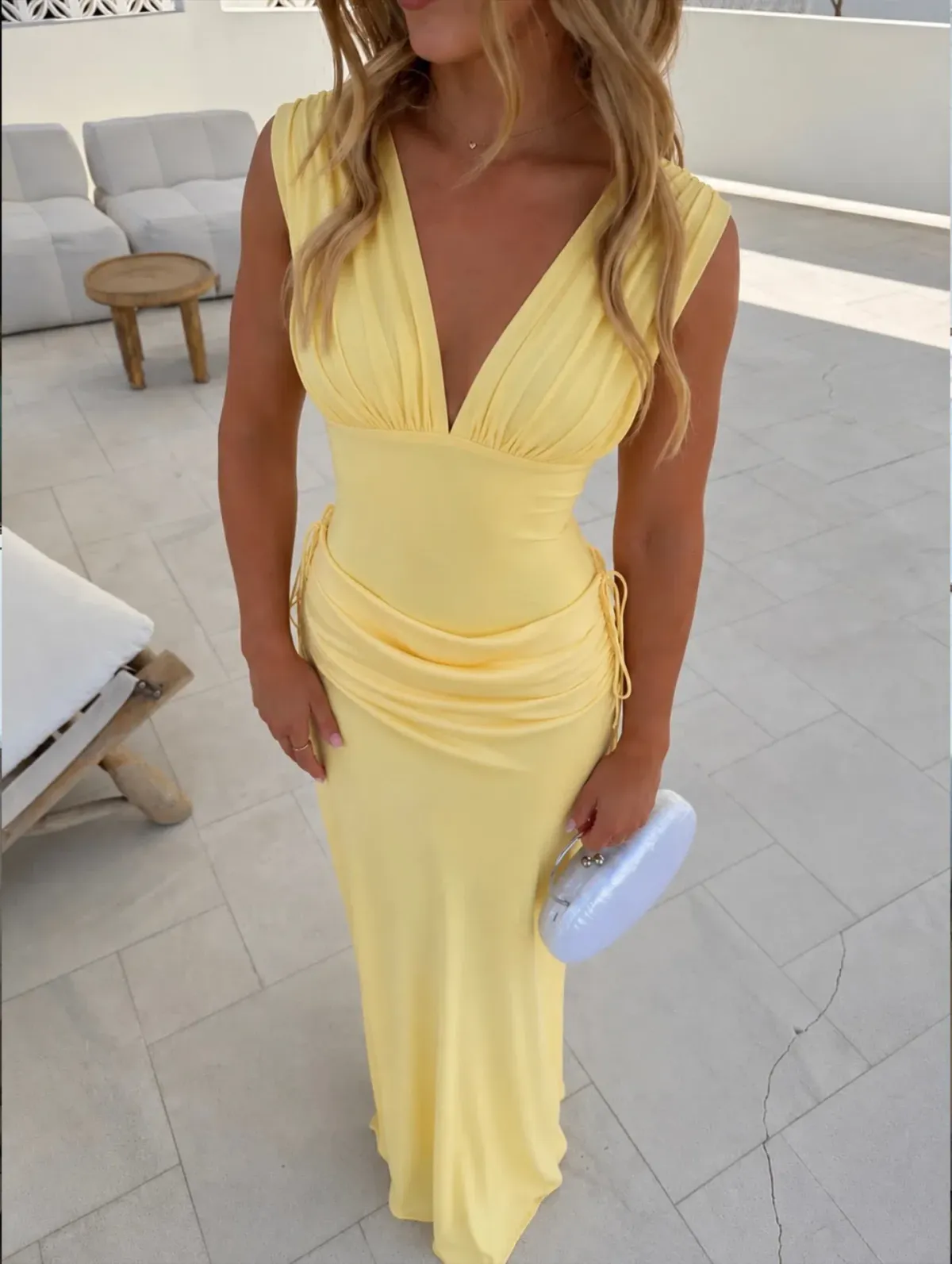 Benni Monroe Maxi Dress Butter Yellow Size 12 for rent on The Volte - main image