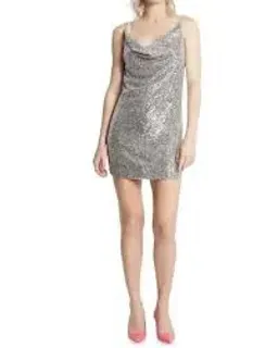 Sass and Bide "You were saying" Mini Dress silver sequin size 12 for rent on The Volte - image 1