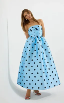 Pasduchas Dottie Strapless Midi in Bluebell and Black Size 8 for rent on The Volte - image 1