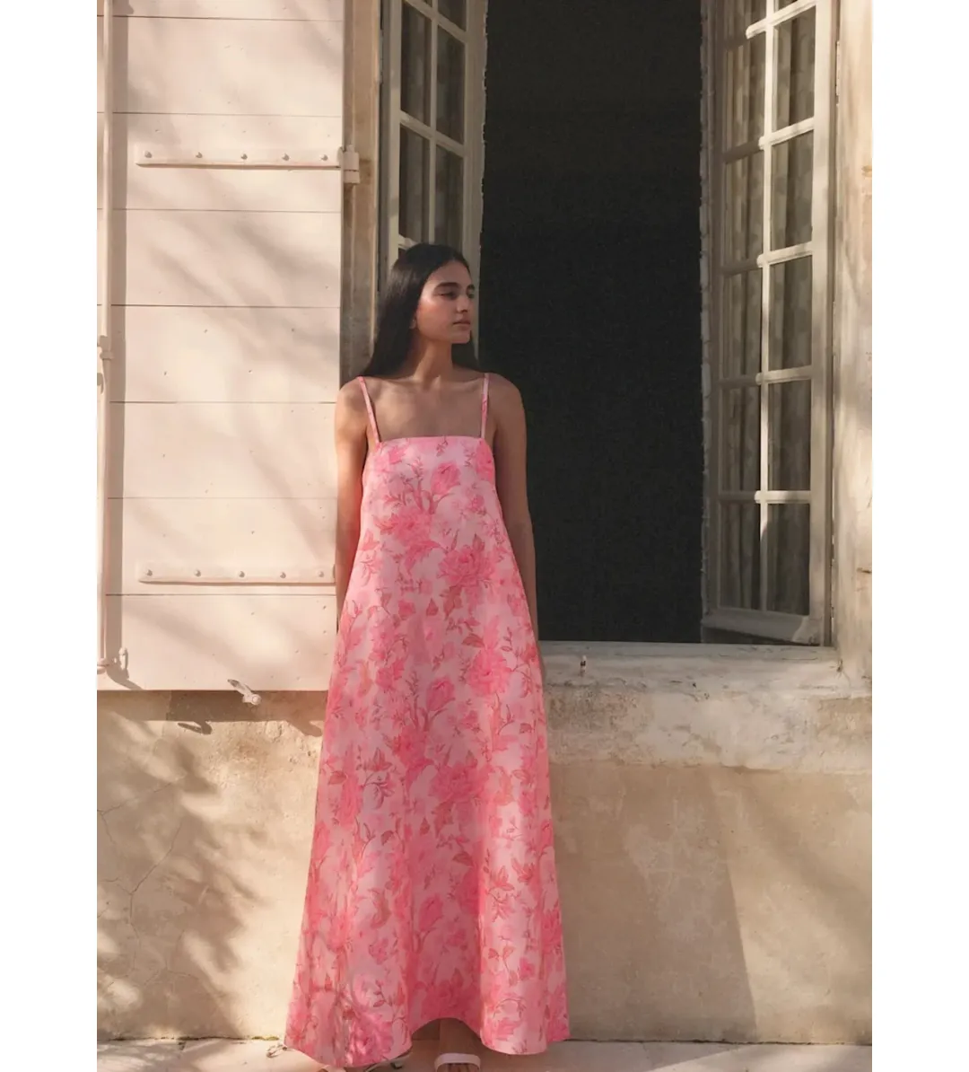 Morton Mac Camilla Maxi Dress in Blush Rose & Neck Scarf Size S/AU8 for rent on The Volte - main image