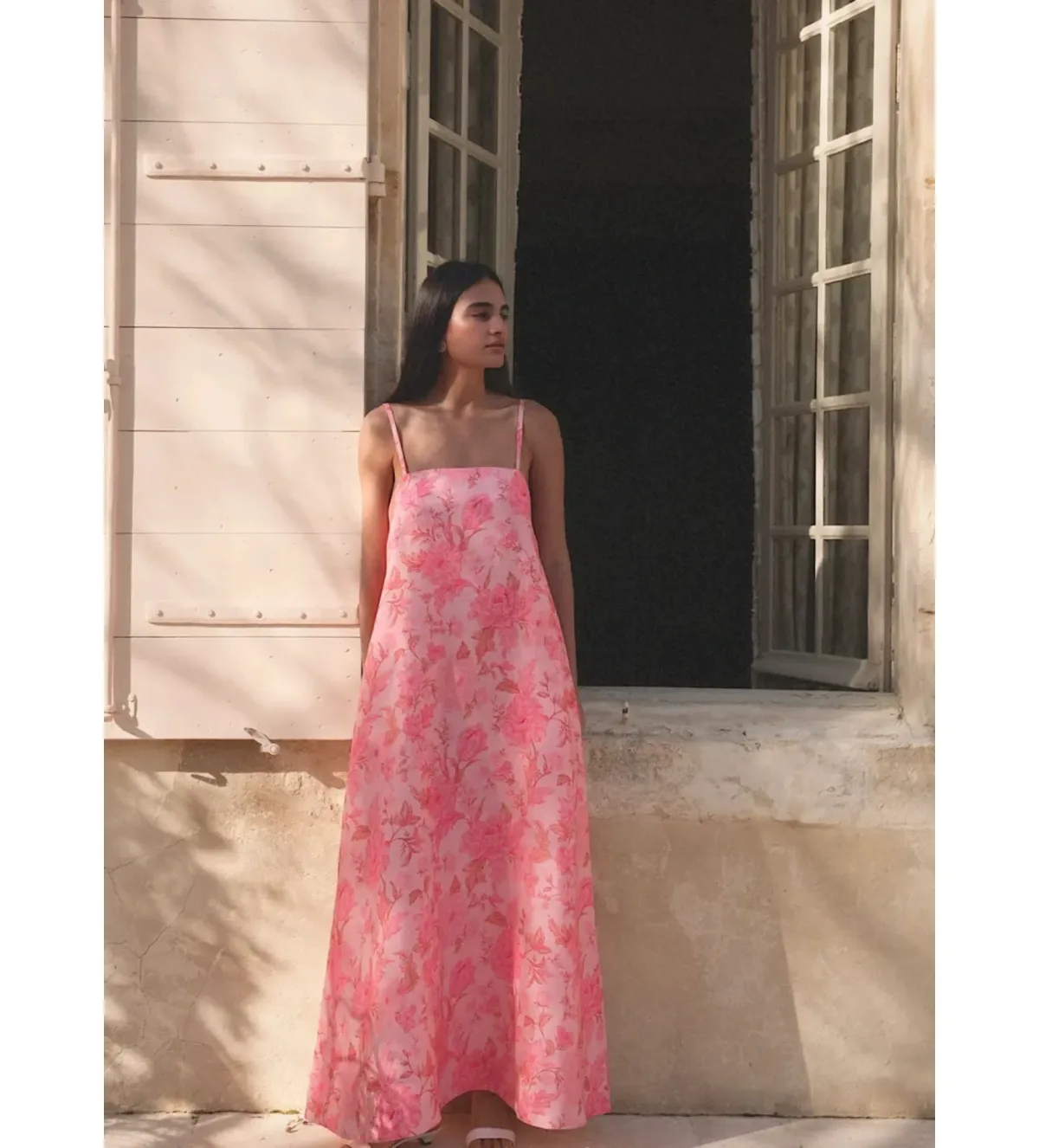 Morton Mac Camilla Maxi Dress in Blush Rose & Neck Scarf Size S/AU8 - Image 2