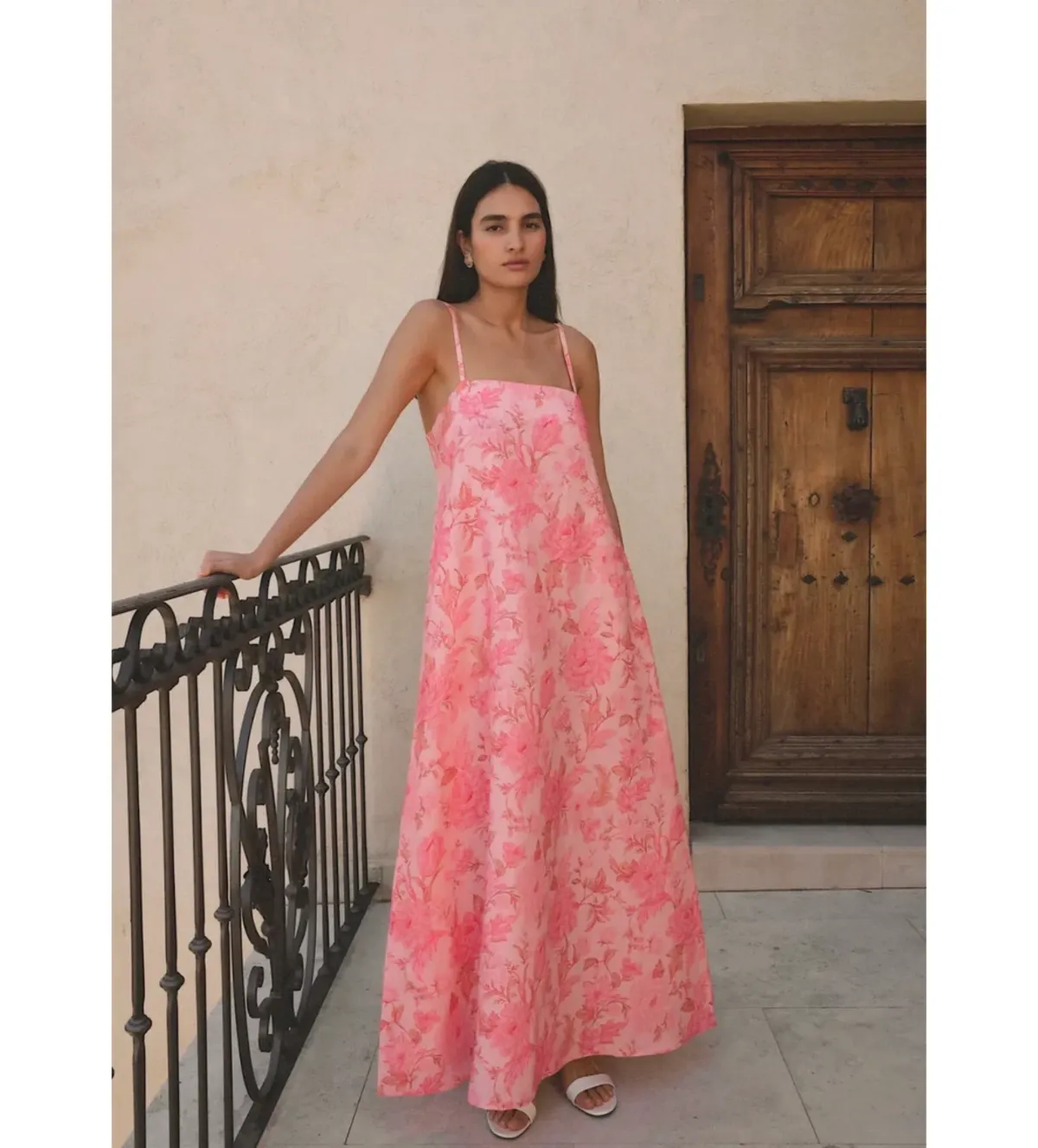 Morton Mac Camilla Maxi Dress in Blush Rose & Neck Scarf Size S/AU8 - Image 1