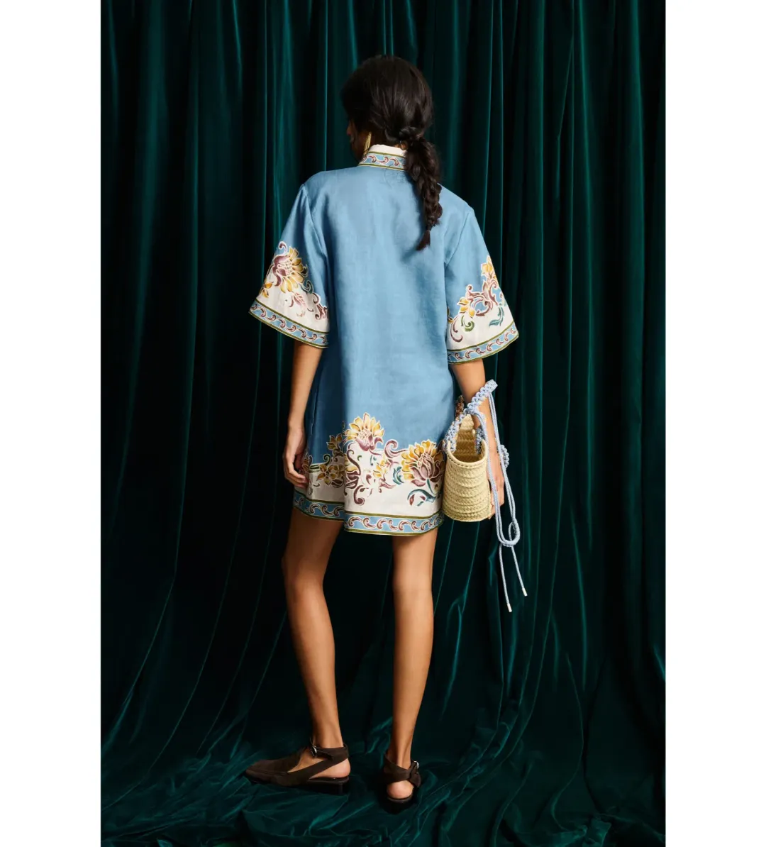 Alemais Joan Mini Dress in Blue Floral Size AU12 for rent on The Volte - main image